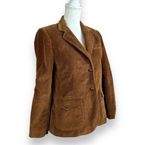 Vintage | The Villager Tan Corduroy 2 Piece Skirt Suit Blazer 1970s Union Made - Picture 6 of 12